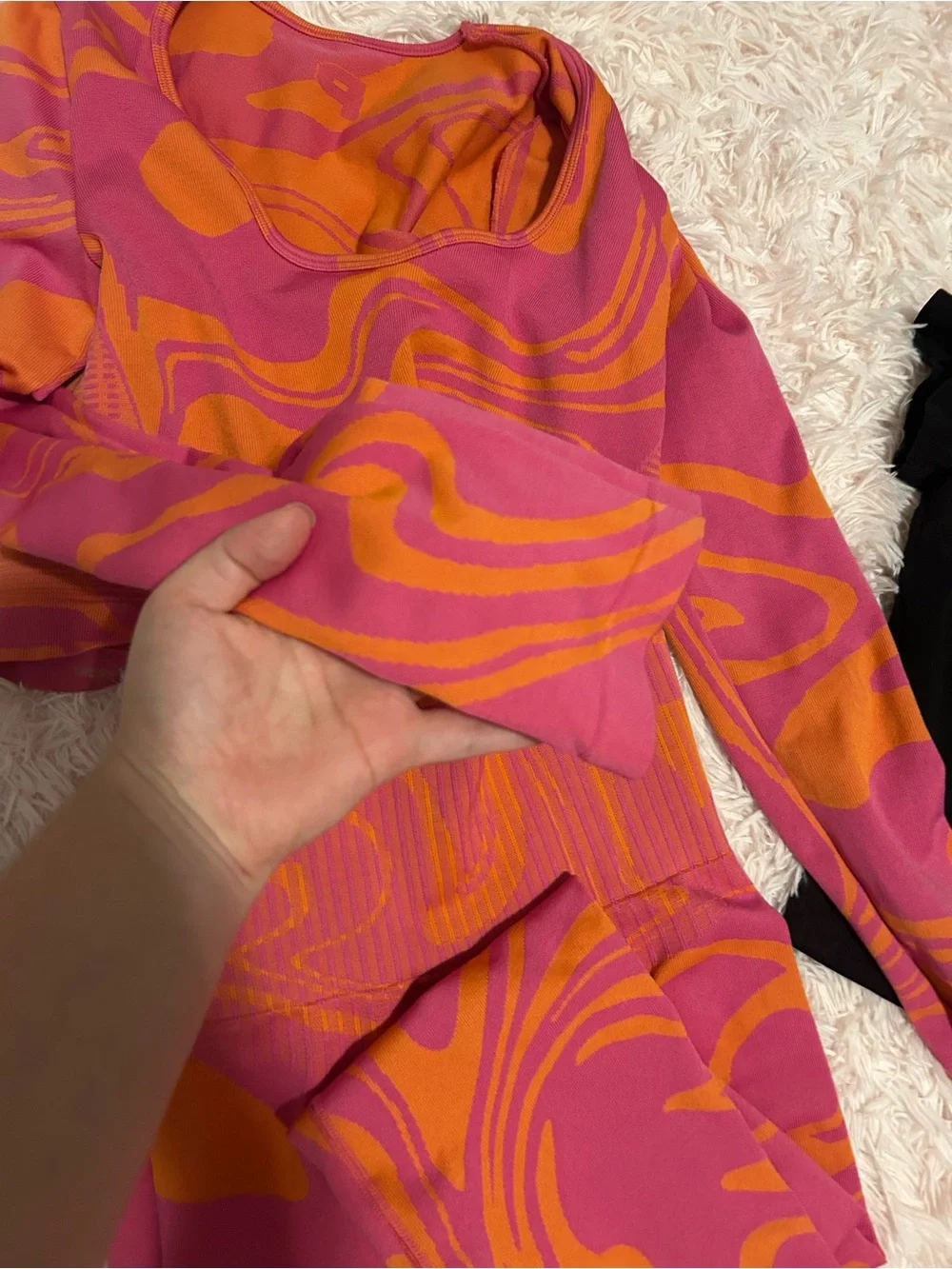 Gym outfit Bundle Pink & Orange Swirl Active Set - Crop Top & Leggings